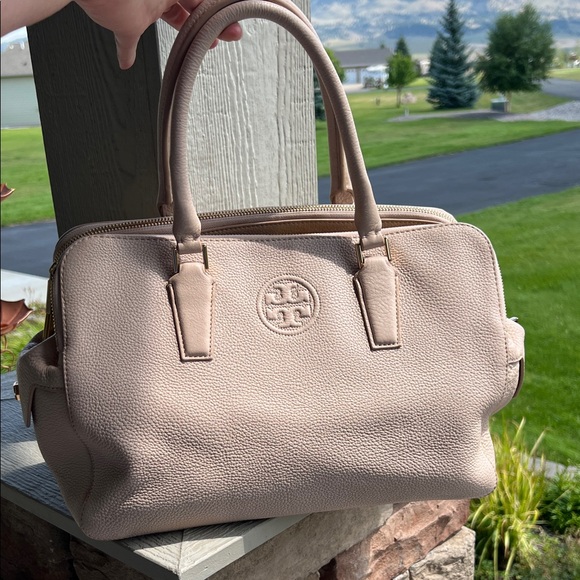 Tory Burch Marion Triple Zip Satchel Light Oak GUC - Picture 6 of 17